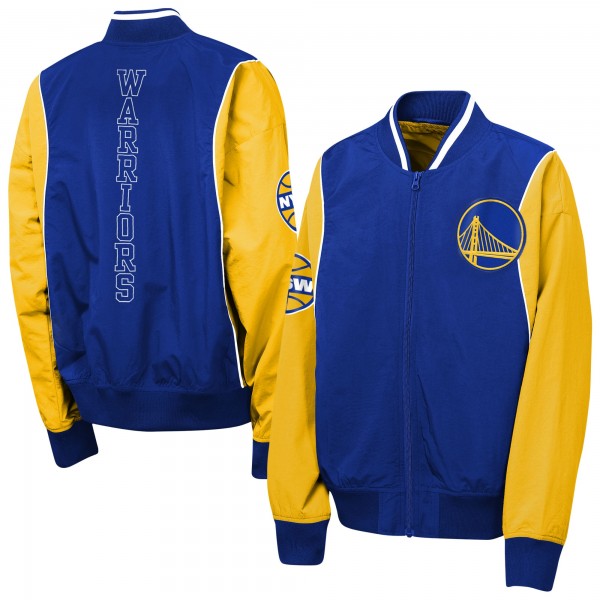 Подростковая Golden State Warriors Outerstuff Royal/Gold Two-Pointer Full-Zip Windbreaker