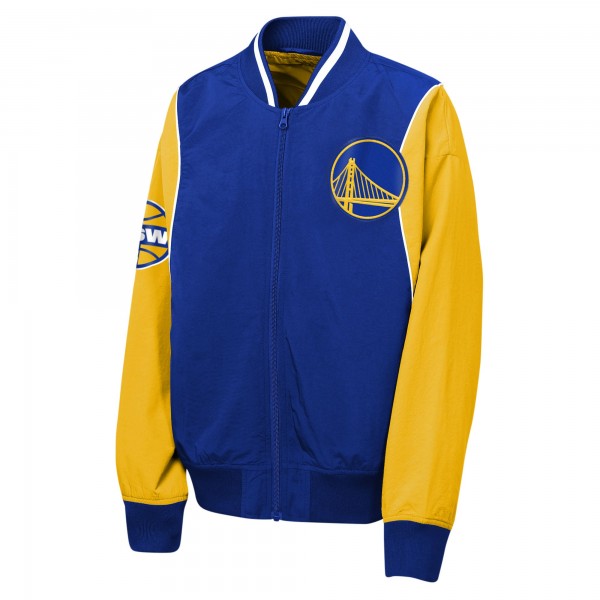 Подростковая Golden State Warriors Outerstuff Royal/Gold Two-Pointer Full-Zip Windbreaker