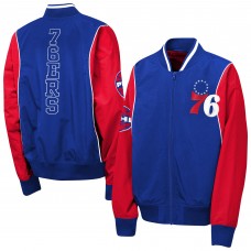 Подростковая Philadelphia 76ers Outerstuff Royal/Red Two-Pointer Full-Zip Windbreaker