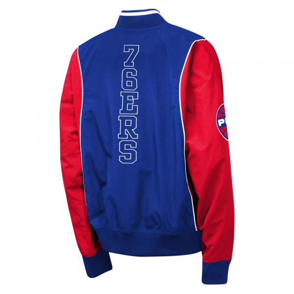 Подростковая Philadelphia 76ers Outerstuff Royal/Red Two-Pointer Full-Zip Windbreaker