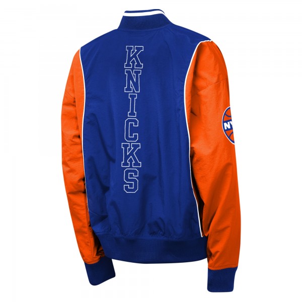 Подростковая New York Knicks Outerstuff Blue/Orange Two-Pointer Full-Zip Windbreaker