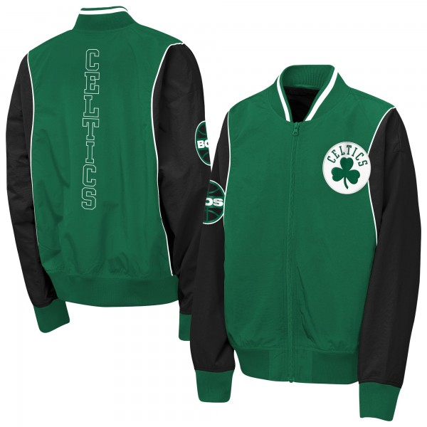 Подростковая Boston Celtics Outerstuff Kelly Green/Black Two-Pointer Full-Zip Windbreaker