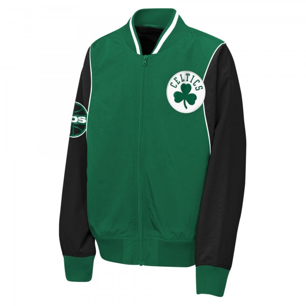 Подростковая Boston Celtics Outerstuff Kelly Green/Black Two-Pointer Full-Zip Windbreaker