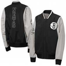 Подростковая Brooklyn Nets Outerstuff Black/Gray Two-Pointer Full-Zip Windbreaker