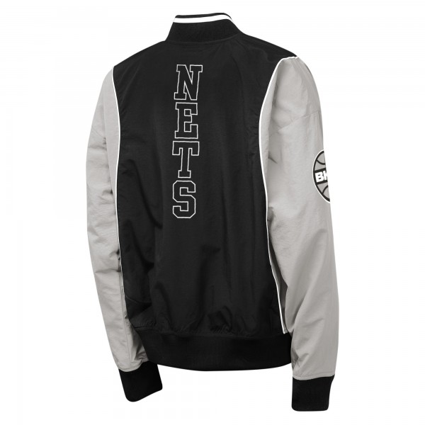 Подростковая Brooklyn Nets Outerstuff Black/Gray Two-Pointer Full-Zip Windbreaker