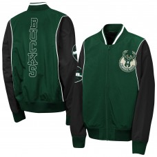 Подростковая Milwaukee Bucks Outerstuff Hunter Green/Black Two-Pointer Full-Zip Windbreaker