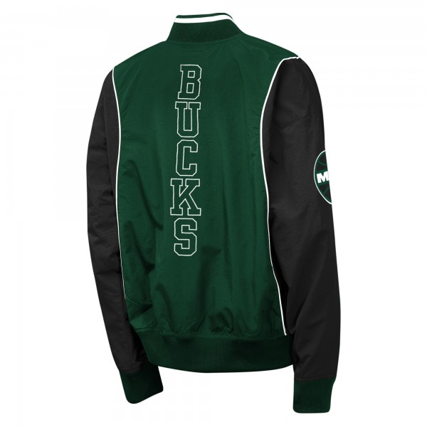 Подростковая Milwaukee Bucks Outerstuff Hunter Green/Black Two-Pointer Full-Zip Windbreaker