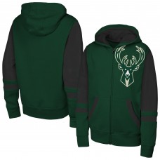Подростковая Milwaukee Bucks Outerstuff Hunter Green Straight to the League Full-Zip Hoodie