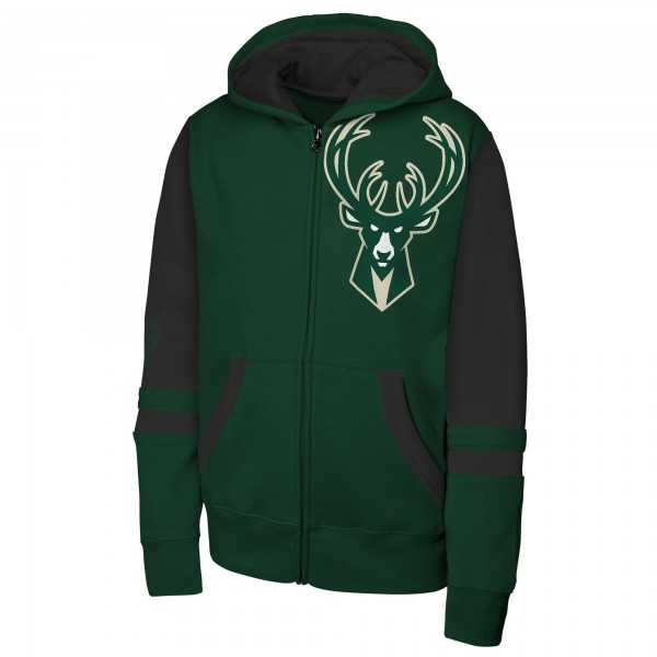 Подростковая Milwaukee Bucks Outerstuff Hunter Green Straight to the League Full-Zip Hoodie
