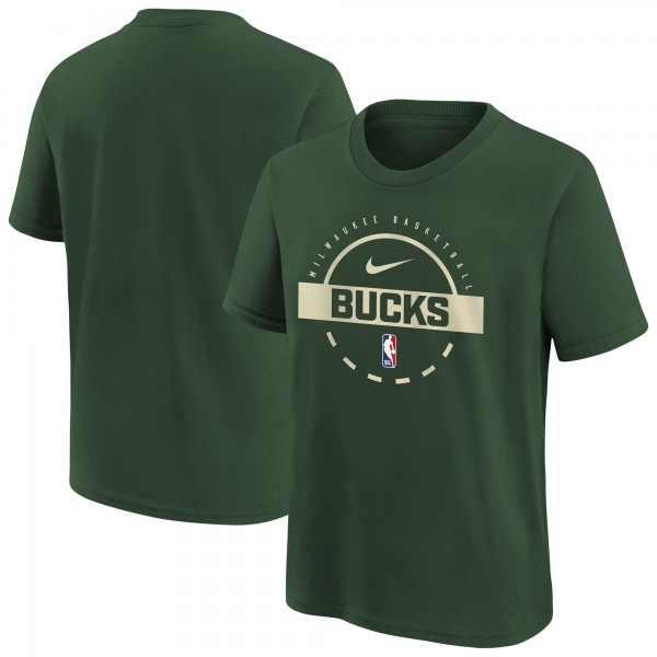 Подростковая Milwaukee Bucks Nike Hunter Green Practice T-Shirt