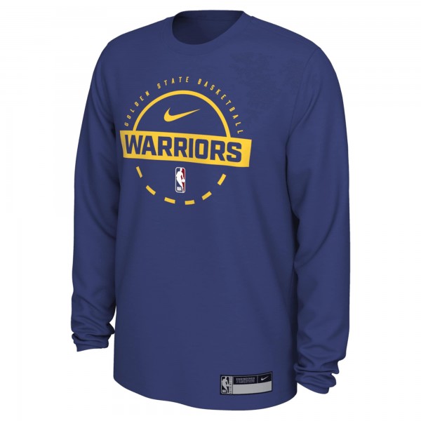 Golden State Warriors Nike Royal 2025/26 On-Court Flare Dri-FIT Practice Long Sleeve Tri-Blend T-Shirt