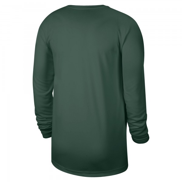 Milwaukee Bucks Nike Hunter Green 2025/26 On-Court Flare Dri-FIT Practice Long Sleeve Tri-Blend T-Shirt