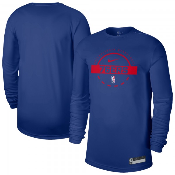 Philadelphia 76ers Nike Royal 2025/26 On-Court Flare Dri-FIT Practice Long Sleeve Tri-Blend T-Shirt