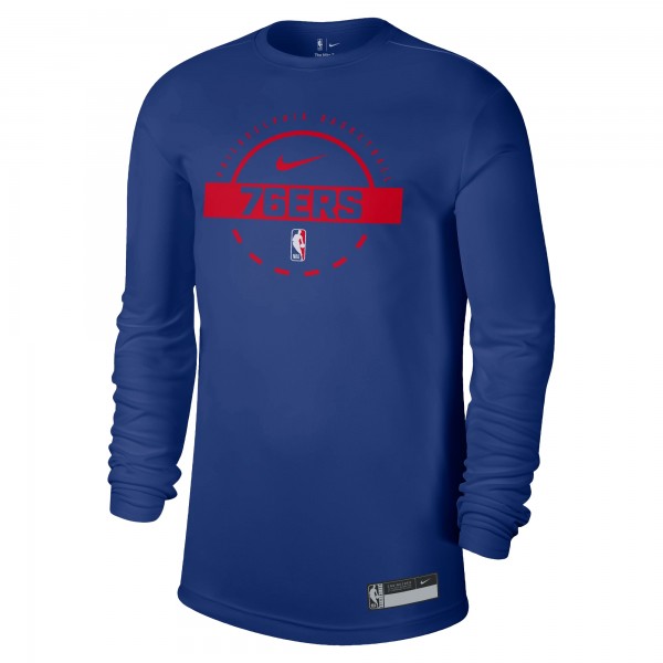 Philadelphia 76ers Nike Royal 2025/26 On-Court Flare Dri-FIT Practice Long Sleeve Tri-Blend T-Shirt
