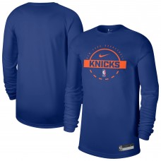 New York Knicks Nike Blue 2025/26 On-Court Flare Dri-FIT Practice Long Sleeve Tri-Blend T-Shirt