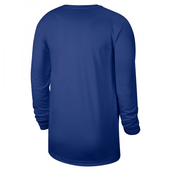 New York Knicks Nike Blue 2025/26 On-Court Flare Dri-FIT Practice Long Sleeve Tri-Blend T-Shirt