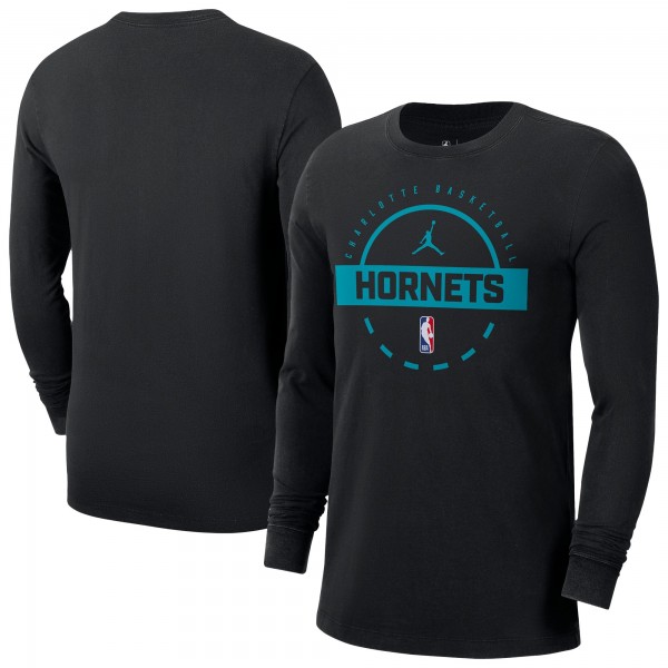 Charlotte Hornets Jordan Brand Black Authentic Long Sleeve Practice T-Shirt
