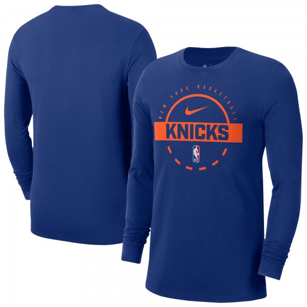 New York Knicks Nike Blue Authentic Long Sleeve Practice T-Shirt