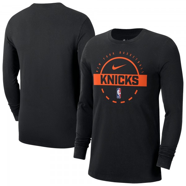 New York Knicks Nike Black Authentic Long Sleeve Practice T-Shirt
