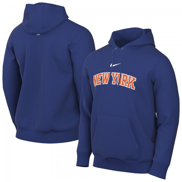 New York Knicks Nike Blue Sportswear Essential Wordmark Club Hoodie