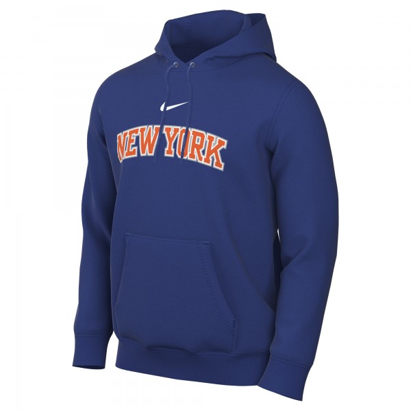 New York Knicks Nike Blue Sportswear Essential Wordmark Club Hoodie
