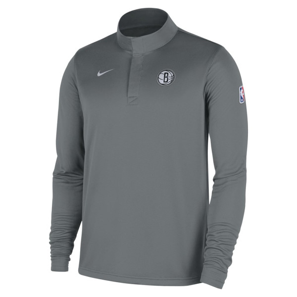 Brooklyn Nets Nike Gray Authentic Coaches Quarter-Zip Dri-FIT Top