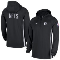 Brooklyn Nets Nike Black Authentic On Court Zone Quarter-Zip Dri-FIT Hoodie Jacket