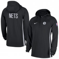Brooklyn Nets Nike Black Authentic On Court Zone Quarter-Zip Dri-FIT Hoodie Jacket