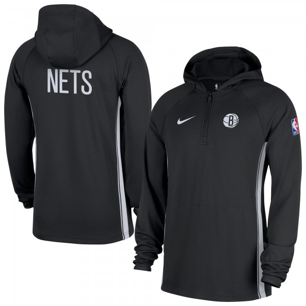 Brooklyn Nets Nike Black Authentic On Court Zone Quarter-Zip Dri-FIT Hoodie Jacket