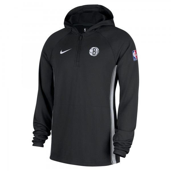 Brooklyn Nets Nike Black Authentic On Court Zone Quarter-Zip Dri-FIT Hoodie Jacket