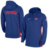 Detroit Pistons Nike Blue Authentic On Court Zone Quarter-Zip Dri-FIT Hoodie Jacket