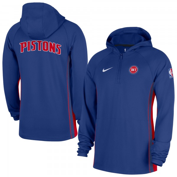 Detroit Pistons Nike Blue Authentic On Court Zone Quarter-Zip Dri-FIT Hoodie Jacket