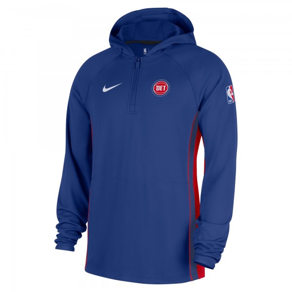 Detroit Pistons Nike Blue Authentic On Court Zone Quarter-Zip Dri-FIT Hoodie Jacket