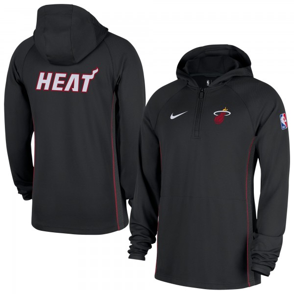 Miami Heat Nike Black Authentic On Court Zone Quarter-Zip Dri-FIT Hoodie Jacket