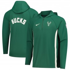 Milwaukee Bucks Nike Hunter Green Authentic On Court Zone Quarter-Zip Dri-FIT Hoodie Jacket
