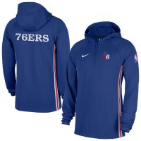 Philadelphia 76ers Nike Blue Authentic On Court Zone Quarter-Zip Dri-FIT Hoodie Jacket