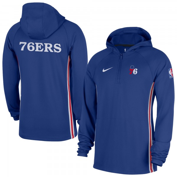 Philadelphia 76ers Nike Blue Authentic On Court Zone Quarter-Zip Dri-FIT Hoodie Jacket