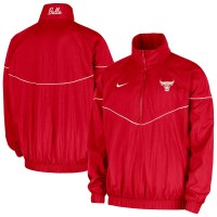 Chicago Bulls Nike Red Courtside Windrunner Woven Half-Zip Hooded Jacket