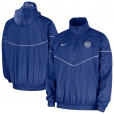 New York Knicks Nike Blue Courtside Windrunner Woven Half-Zip Hooded Jacket