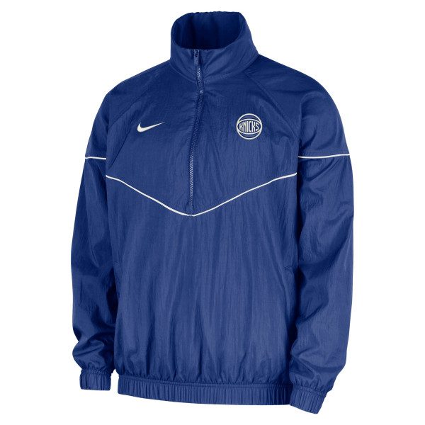 Куртка New York Knicks Nike Blue Courtside Windrunner Woven Half-Zip Hooded