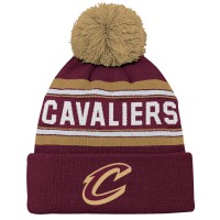 Подростковая Cleveland Cavaliers Outerstuff Wine Backboard Jacquard Cuffed Knit Hat with Pom
