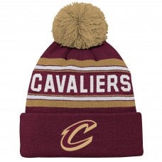 Подростковая Cleveland Cavaliers Outerstuff Wine Backboard Jacquard Cuffed Knit Hat with Pom