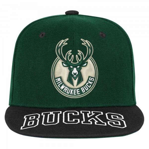 Подростковая Milwaukee Bucks Outerstuff Hunter Green/Black Two-Tone Snapback Hat
