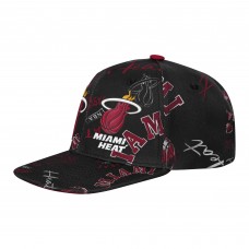 Подростковая Miami Heat Outerstuff Black Street Hooper Allover Print Snapback Hat