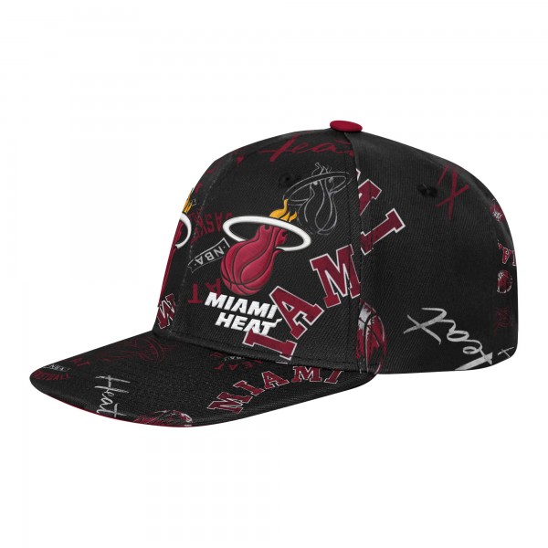 Подростковая Miami Heat Outerstuff Black Street Hooper Allover Print Snapback Hat