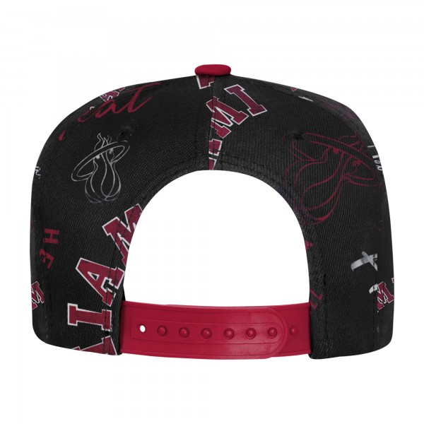 Подростковая Miami Heat Outerstuff Black Street Hooper Allover Print Snapback Hat