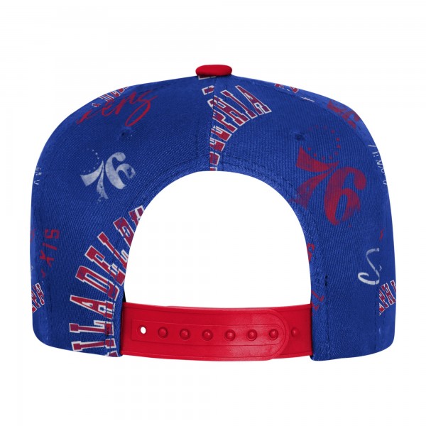 Подростковая Philadelphia 76ers Outerstuff Royal Street Hooper Allover Print Snapback Hat