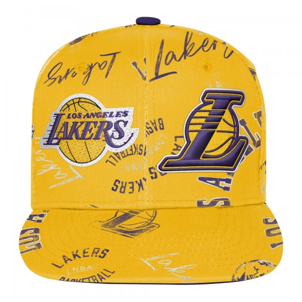 Бейсболка Подростковая Los Angeles Lakers Outerstuff Gold Street Hooper Allover Print