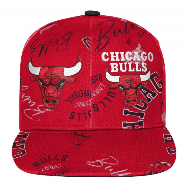Подростковая Chicago Bulls Outerstuff Red Street Hooper Allover Print Snapback Hat