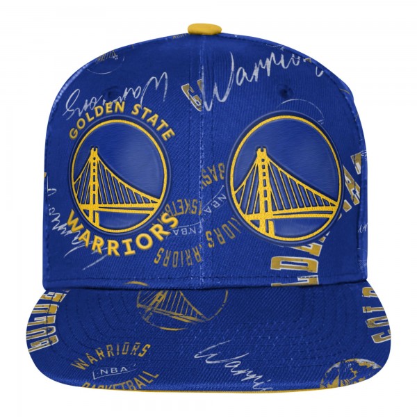 Подростковая Golden State Warriors Outerstuff Royal Street Hooper Allover Print Snapback Hat